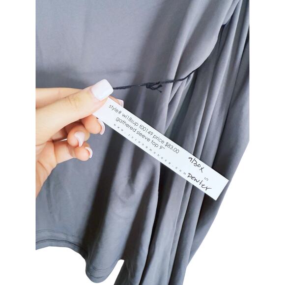 NWT Susana Monaco Quiet Luxury Flare Sleeve Cold Shoulder Top Small Gray Y2K - Picture 5 of 7